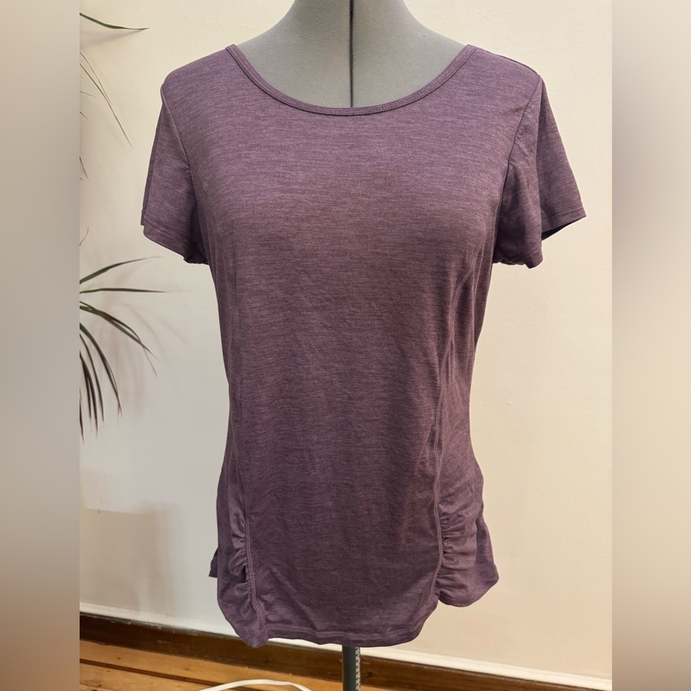 GAIAM Heathered Purple Short Sleeve yoga Top